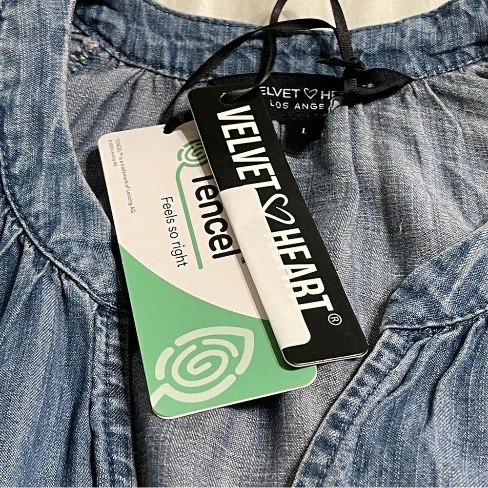 CASSIE CALVA chambray denim DRESS Midi‎ Blue Dress M - Picture 11 of 12